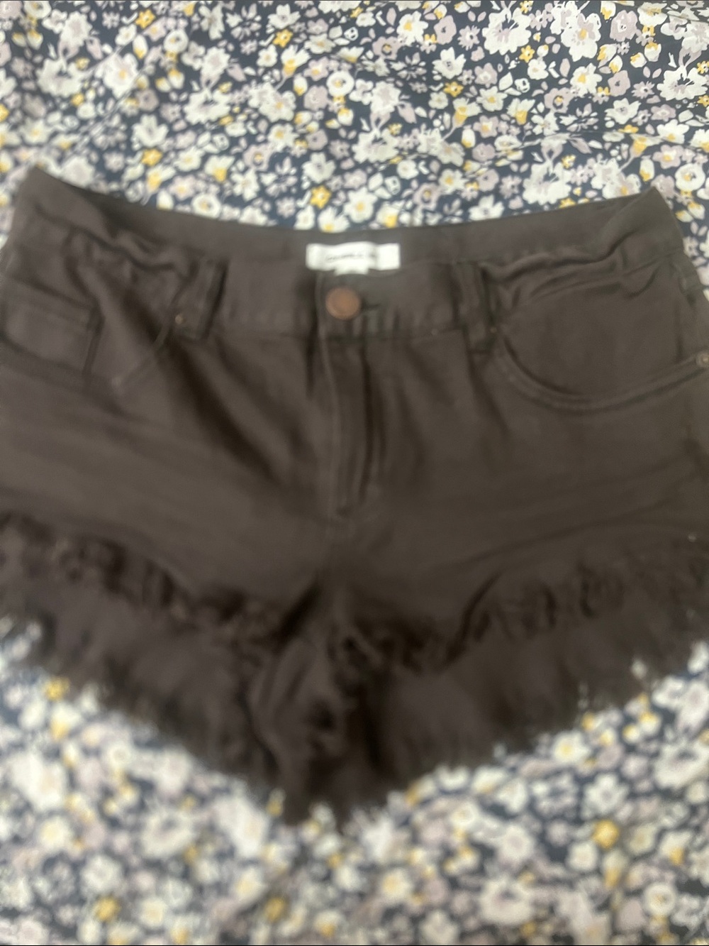 Black Ruffle Hem Women's Shorts